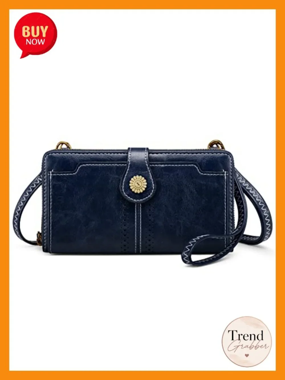 Vegan Leather Crossbody Bag RFID Blocking Cell Phone Purse with 2 Straps